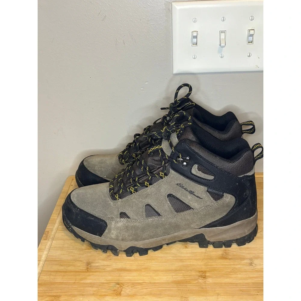 Eddie Bauer Brighton Mens Waterproof Hiking Boots Grey Black 11M 196064198446